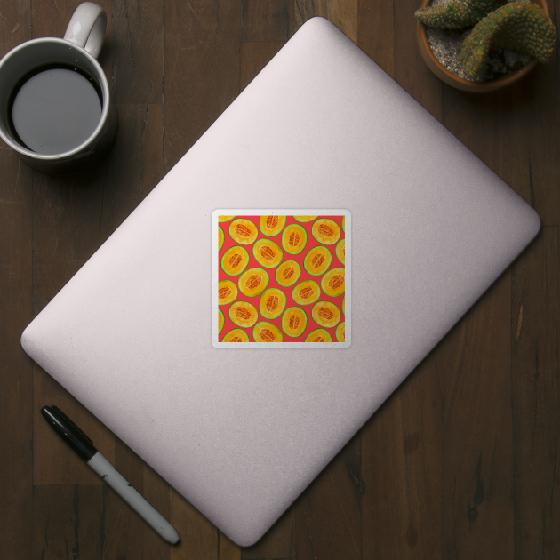 Melon slices watercolor pattern by katerinamk